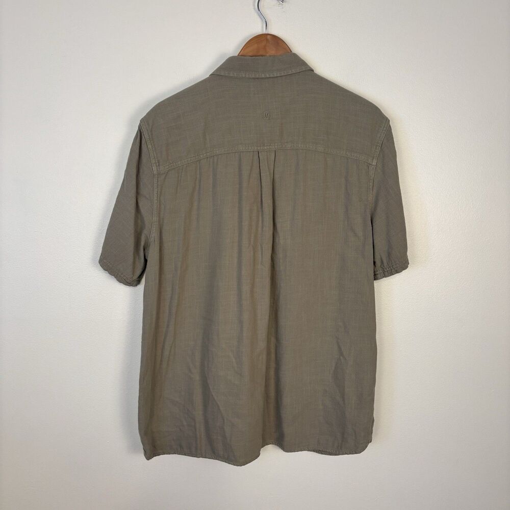 Fat Face Mens XL Regular Fit Olive Green Button Up Cotton Short Sleeve Shirt - Picture 3 of 8